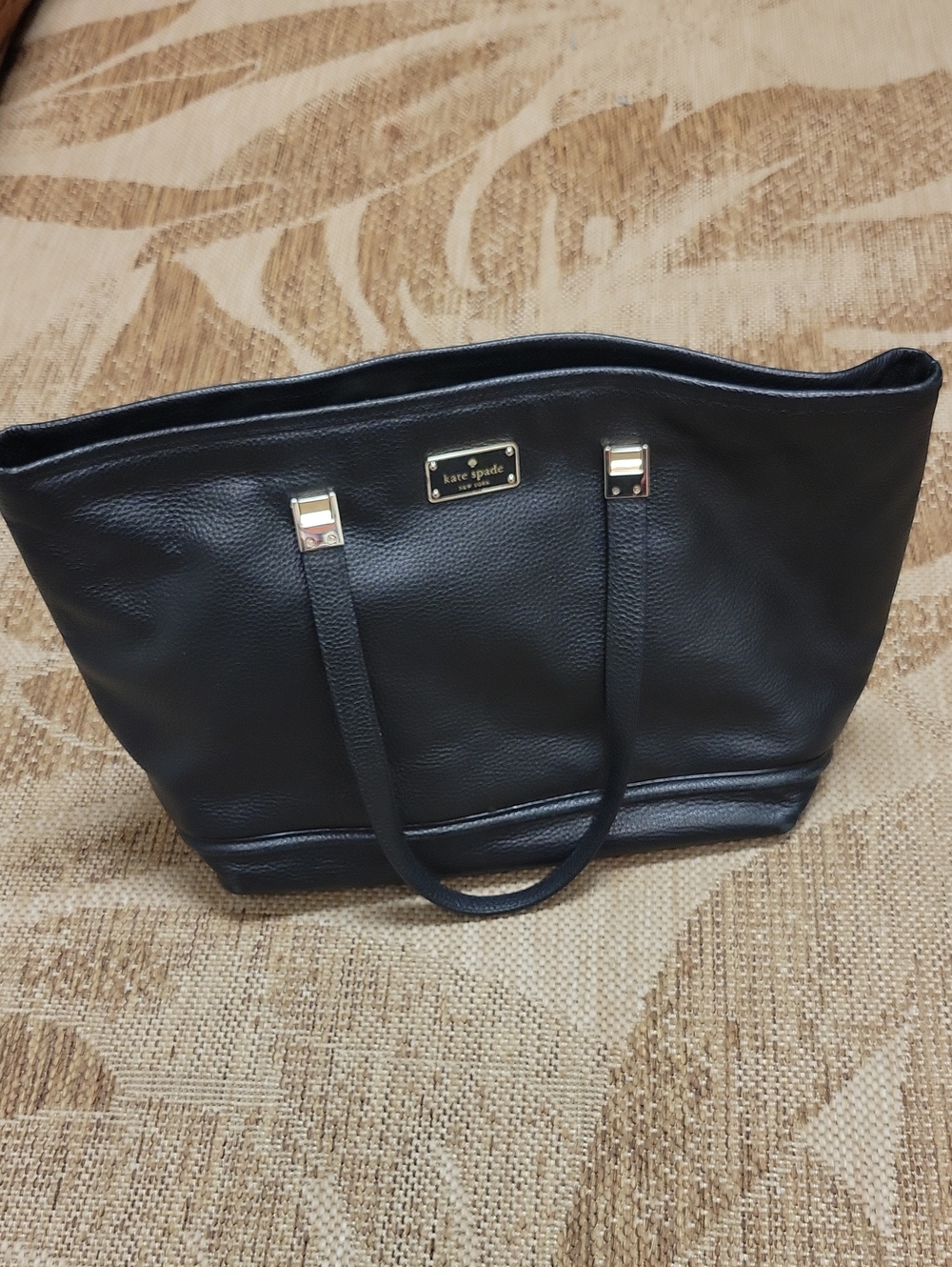 kate spade Black Pebbled Leather Tote with Gold Hardware